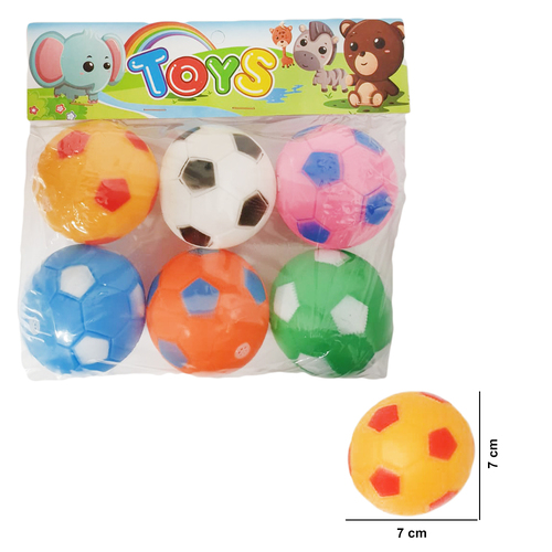 Set jucarii de baie mingii de fotbal din cauciuc moale si texturat, 7 cm, 6 bucati