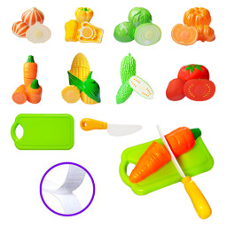 Set legume de taiat din plastic, cu banda Velcro, multicolor, mix 10 piese, +3 ani