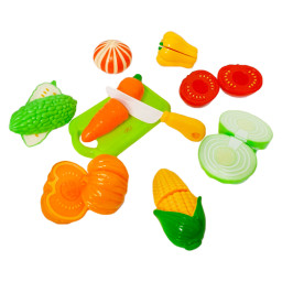 Set legume de taiat din plastic, cu banda Velcro, multicolor, mix 10 piese, +3 ani