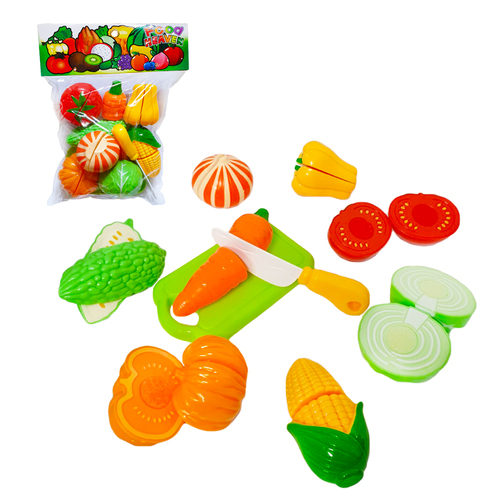 Set legume de taiat din plastic, cu banda Velcro, multicolor, mix 10 piese, +3 ani