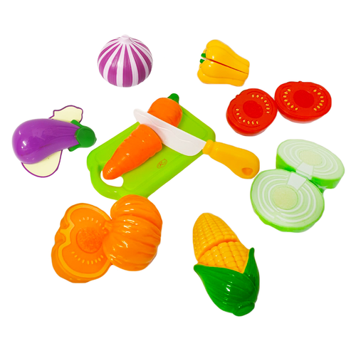 Set legume de taiat din plastic, cu banda Velcro, multicolor, mix 15 piese, +3 ani