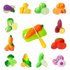 Set legume de taiat din plastic, cu banda Velcro, multicolor, mix 15 piese, +3 ani
