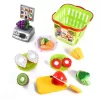 Set jucarii pentru copii cos cu fructe si legume de taiat, Super Market,15 piese
