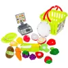 Set jucarii pentru copii cos cu fructe si legume de taiat, Super Market,15 piese