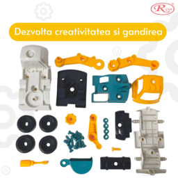 Jucarie DIY educationala demontabila pentru dezvoltarea motricitatii, Echipa Istetilor Excavator RCO