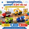 Set 4 Masinute de Constructie RCO pentru Copii, Basculanta, Excavator, Macara si Betoniera, 3+ Ani