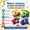 Set 4 Masinute de Constructie RCO pentru Copii, Basculanta, Excavator, Macara si Betoniera, 3+ Ani