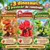 Set RCO cu 3 dinozauri de asamblat, bormasina electrica si surubelnita de jucarie