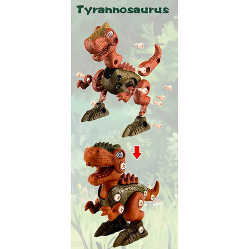 Jucarie educativa si interactiva STEM, set de constructie Dinozaur Tyrannosaurus din ABS cu bormasina pentru inginerie, +3