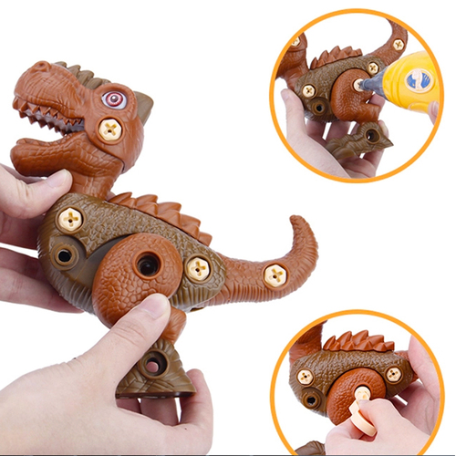 Jucarie educativa si interactiva STEM, set de constructie Dinozaur Tyrannosaurus din ABS cu bormasina pentru inginerie, +3
