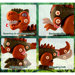 Jucarie educativa si interactiva STEM, set de constructie Dinozaur Tyrannosaurus din ABS cu bormasina pentru inginerie, +3