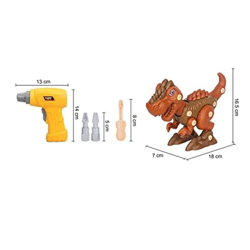 Jucarie educativa si interactiva STEM, set de constructie Dinozaur Tyrannosaurus din ABS cu bormasina pentru inginerie, +3
