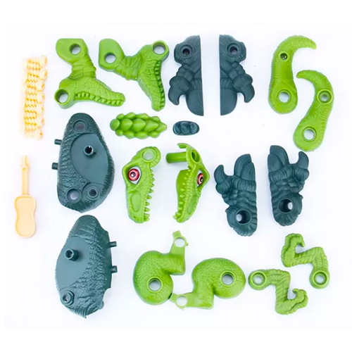 Jucarie educativa si interactiva STEM, set de constructie Dinozaur Velociraptor din ABS cu bormasina pentru inginerie, +3