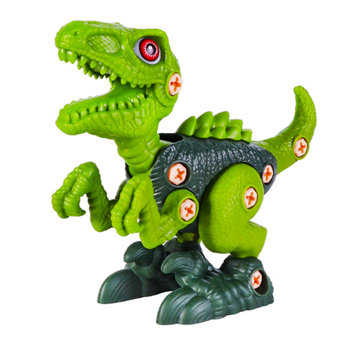 Jucarie educativa si interactiva STEM, set de constructie Dinozaur Velociraptor din ABS cu bormasina pentru inginerie, +3