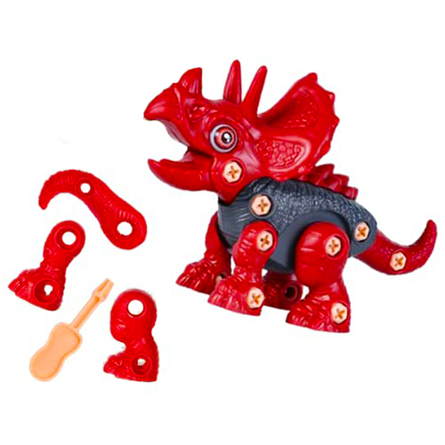 Jucarie educativa si interactiva STEM, set de constructie Dinozaur Triceraptor din ABS cu bormasina pentru inginerie, +3