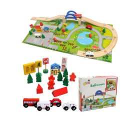 Circuit masinute din lemn cu 40 de accesorii