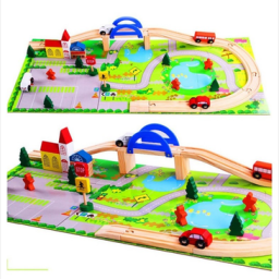 Circuit masinute din lemn cu 40 de accesorii