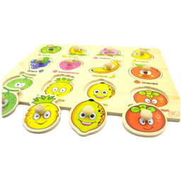 Puzzle lemn, tablita incastru, fructe, 12 piese
