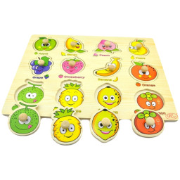 Puzzle lemn, tablita incastru, fructe, 12 piese