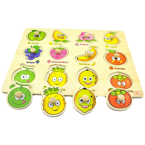 Puzzle lemn, tablita incastru, fructe, 12 piese