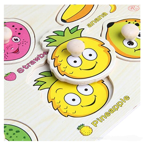 Puzzle lemn, tablita incastru, fructe, 12 piese