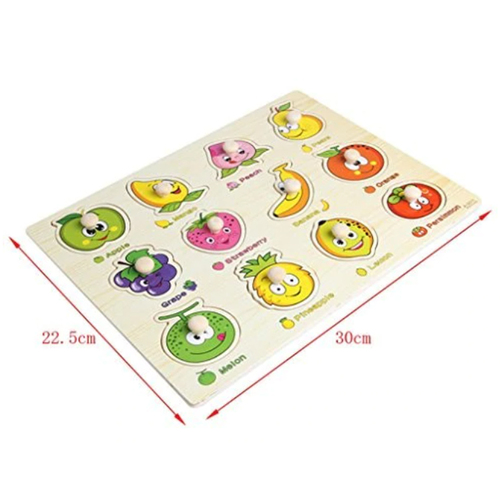 Puzzle lemn, tablita incastru, fructe, 12 piese