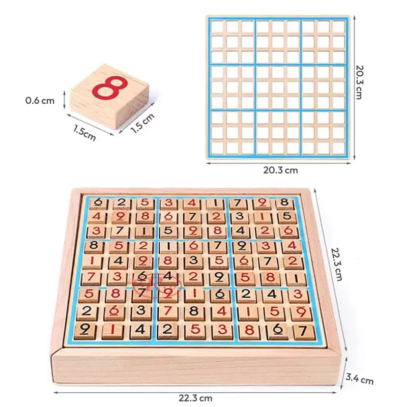 Sudoku din Lemn – Joc Logic Educational pentru Copii si Adulti, 81 Piese