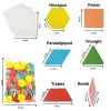 Joc educativ, Tangram cu 250 piese geometrice din lemn si fise de lucru, multicolor, 3 ani+