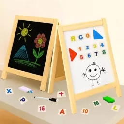 Tabla educativa magnetica cu doua fete din lemn si cu accesorii, 32 cm