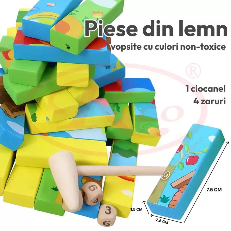 Joc multifunctional 3 in 1 – Turn instabil, Puzzle si Domino