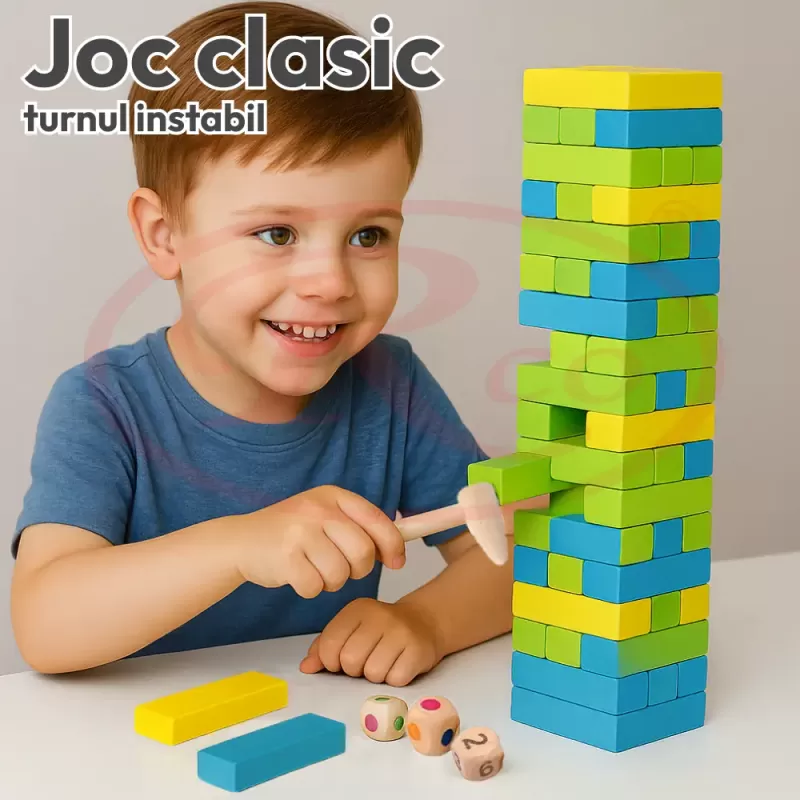Joc multifunctional 3 in 1 – Turn instabil, Puzzle si Domino