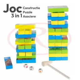 Joc multifunctional 3 in 1 – Turn instabil, Puzzle si Domino