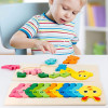 Jucarie educativa, puzzle 3D din lemn incastru, Omida cu cifre, 11 piese