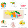 Jucarie educativa, puzzle 3D din lemn incastru, Dinozaur cu cifre, 11 piese