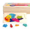 Jucarie educativa, puzzle 3D din lemn incastru, Avion cu cifre, 12 piese