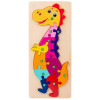 Jucarie educativa, puzzle 3D din lemn incastru, Dinozaur cu cifre, 11 piese