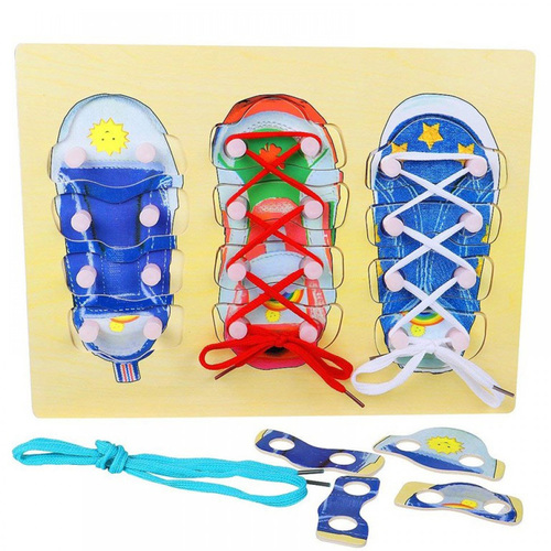 Joc Montessori lemn “Invatam sa legam sireturile”