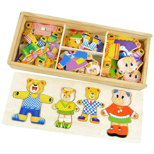 Puzzle incastru din lemn – Imbraca familia ursuletilor