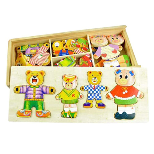 Puzzle incastru din lemn – Imbraca familia ursuletilor