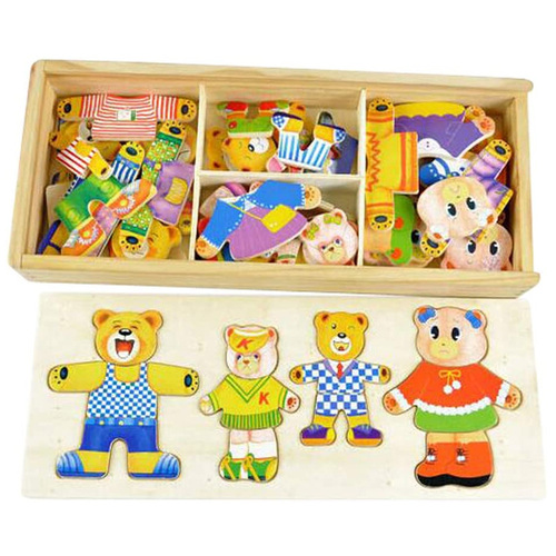 Puzzle incastru din lemn – Imbraca familia ursuletilor
