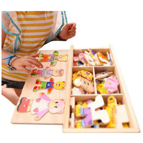 Puzzle incastru din lemn – Imbraca familia ursuletilor