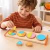 Puzzle educativ din lemn Partile unui Intreg, cu piese colorate pentru invatarea fractiilor