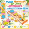 Puzzle educativ din lemn Partile unui Intreg, cu piese colorate pentru invatarea fractiilor
