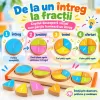 Puzzle educativ din lemn Partile unui Intreg, cu piese colorate pentru invatarea fractiilor