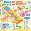 Puzzle educativ din lemn Partile unui Intreg, cu piese colorate pentru invatarea fractiilor
