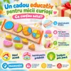 Puzzle educativ din lemn Partile unui Intreg, cu piese colorate pentru invatarea fractiilor