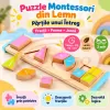 Puzzle Montessori din lemn cu fractii, forme geometrice colorate si piese groase 3D