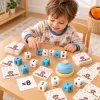 Joc matematic interactiv pentru copii 4 ani+, cu cuburi din lemn, cartonase si clopotel