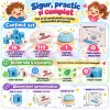 Joc matematic interactiv pentru copii 4 ani+, cu cuburi din lemn, cartonase si clopotel
