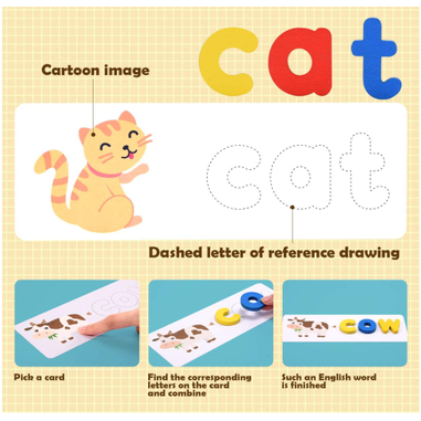 Joc educativ de ortografie ABC din lemn cu litere in limba engleza